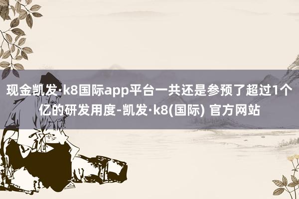 现金凯发·k8国际app平台一共还是参预了超过1个亿的研发用度-凯发·k8(国际) 官方网站