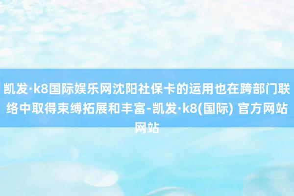 凯发·k8国际娱乐网沈阳社保卡的运用也在跨部门联络中取得束缚拓展和丰富-凯发·k8(国际) 官方网站