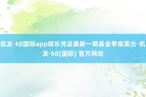 凯发·k8国际app娱乐凭证最新一期基金季报露出-凯发·k8(国际) 官方网站